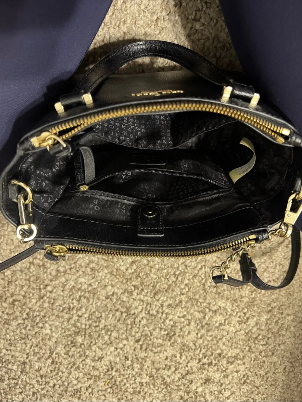 kate spade Black Leather Crossbody Satchel with Gold Hardware